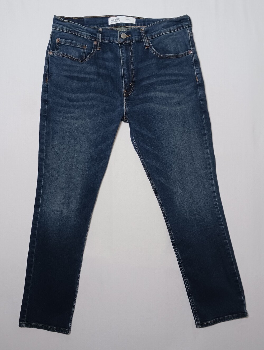 Levi Strauss Signature Mens S37 Slim Fit Jeans 36X30 Dark Wash Denim Stretch